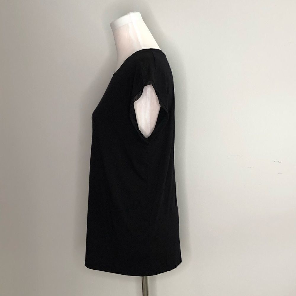 Tahari Black Shirt with Mesh Detailing - Picture 2 of 11
